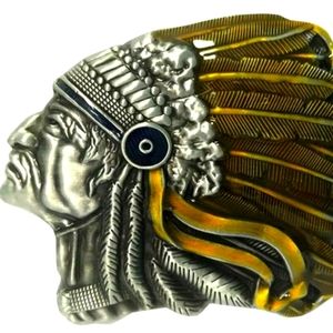 New Native American chief belt buckle